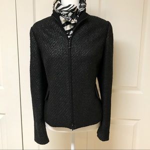 Carlisle Black Funnel Neck Full-Zip Blazer